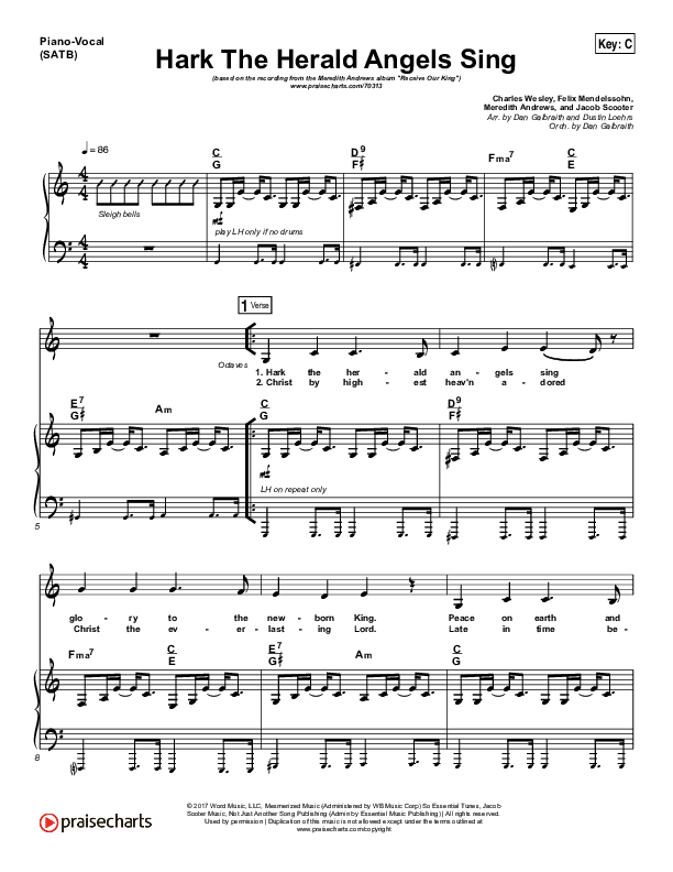 Hark The Herald Angels Sing Piano/Vocal (SATB) (Meredith Andrews)