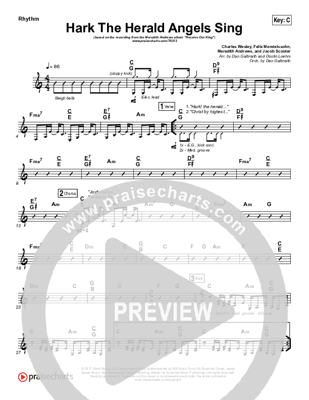 Hark The Herald Angels Sing Rhythm Chart (Meredith Andrews)