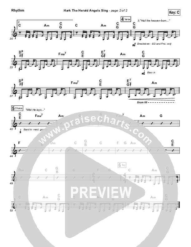 Hark The Herald Angels Sing Rhythm Chart (Meredith Andrews)