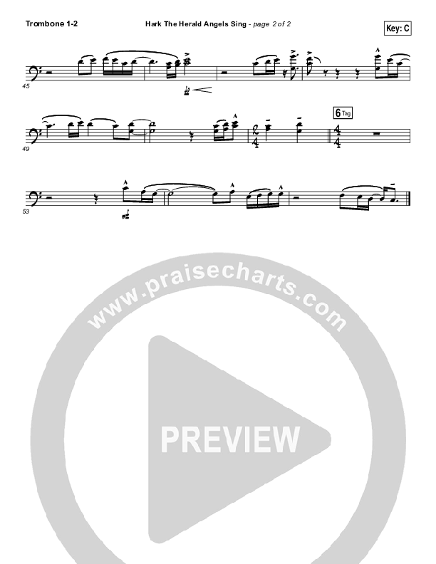 Hark The Herald Angels Sing Trombone 1/2 (Meredith Andrews)