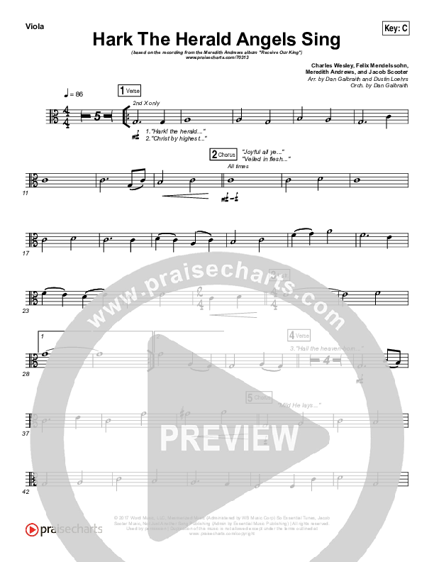 Hark The Herald Angels Sing Viola (Meredith Andrews)