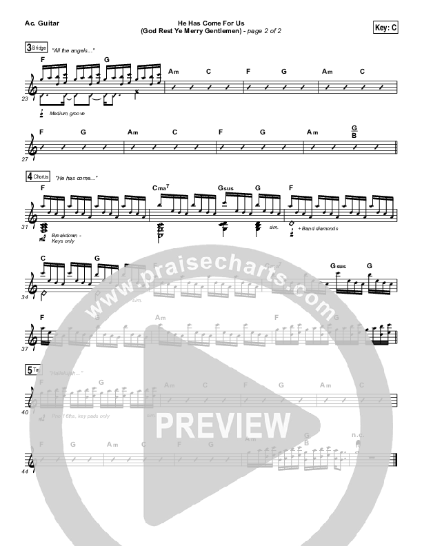 He Has Come For Us (God Rest Ye Merry Gentlemen) Acoustic Guitar (Meredith Andrews)