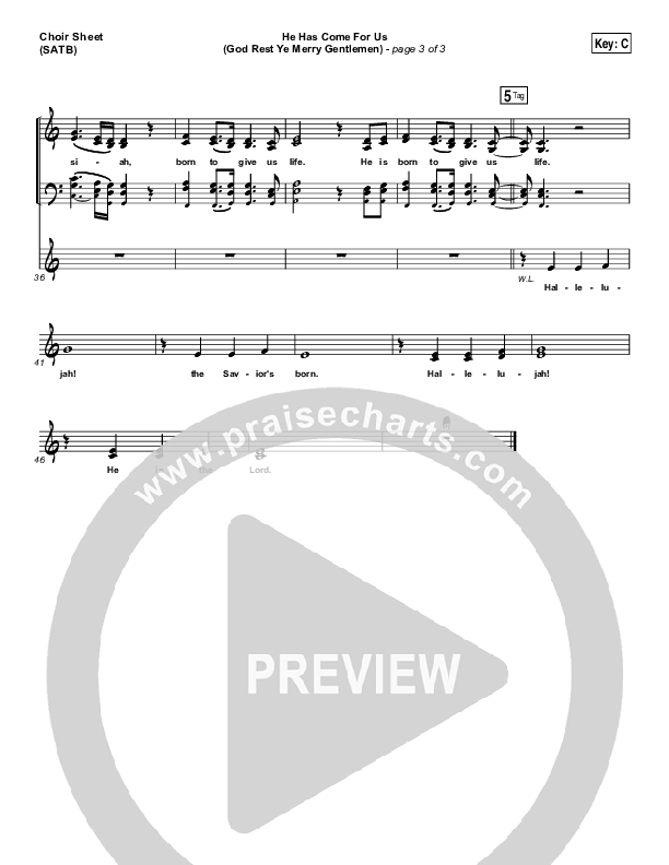 He Has Come For Us (God Rest...) Choir Sheet (SATB) (Meredith Andrews)