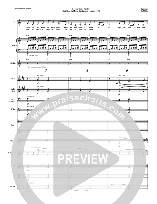 He Has Come For Us (God Rest Ye Merry Gentlemen) Conductor's Score (Meredith Andrews)