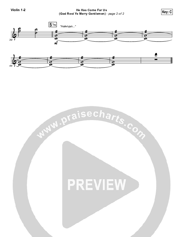 He Has Come For Us (God Rest Ye Merry Gentlemen) Violin 1/2 (Meredith Andrews)