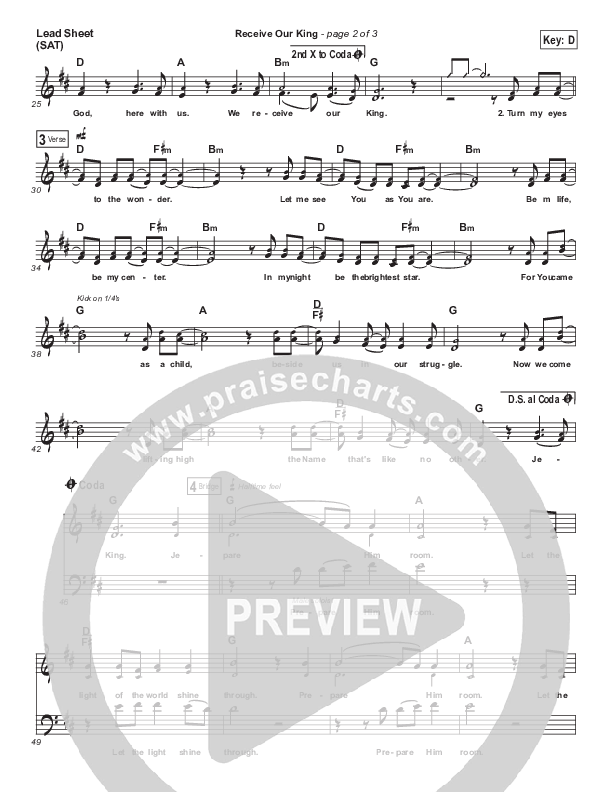 Receive Our King Lead Sheet (SAT) (Meredith Andrews / Michael Weaver)