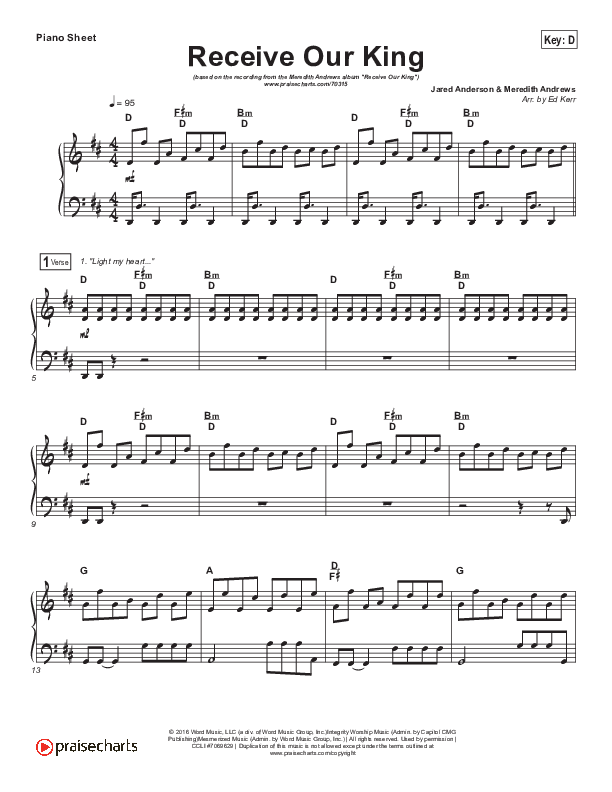 Receive Our King Piano Sheet (Meredith Andrews / Michael Weaver)