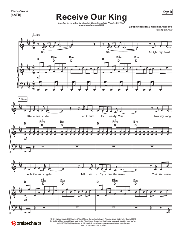 Receive Our King Piano/Vocal Pack (Meredith Andrews / Michael Weaver)