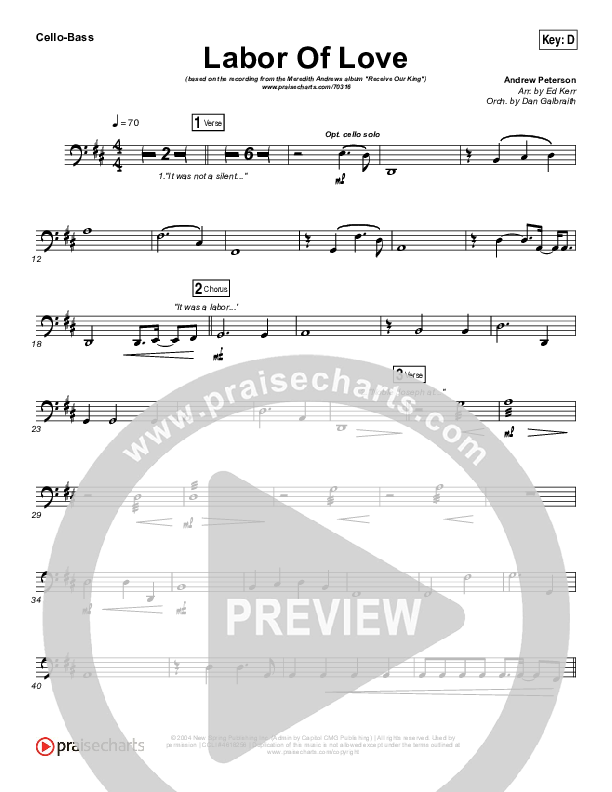 Labor Of Love Cello/Bass (Meredith Andrews)