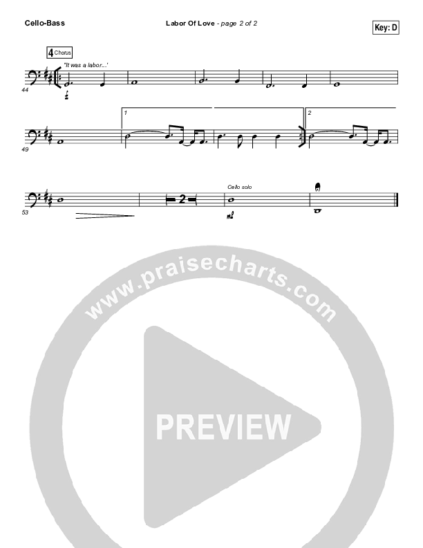 Labor Of Love Cello/Bass (Meredith Andrews)