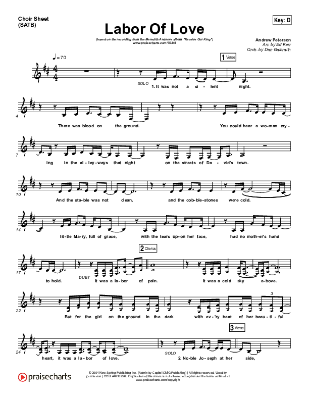 Labor Of Love Choir Vocals (SATB) (Meredith Andrews)