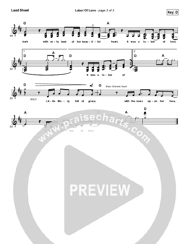 Labor Of Love Lead Sheet (Meredith Andrews)