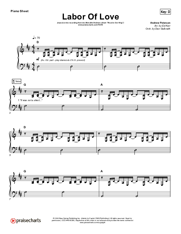 Labor Of Love Piano Sheet (Meredith Andrews)