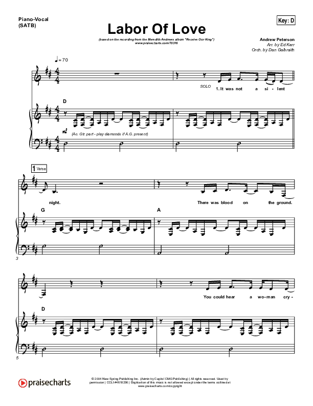 Labor Of Love Piano/Vocal (SATB) (Meredith Andrews)