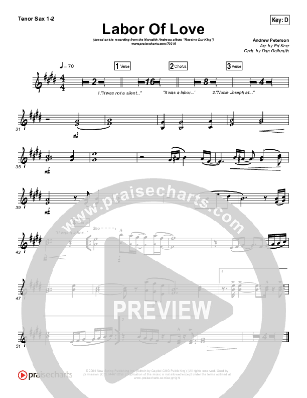 Labor Of Love Tenor Sax 1/2 (Meredith Andrews)