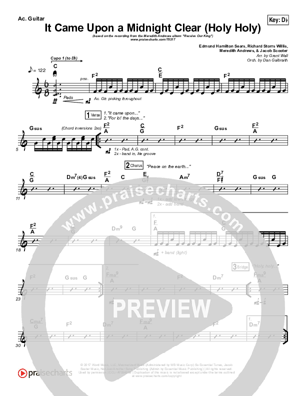 It Came Upon A Midnight Clear (Holy Holy) Acoustic Guitar (Meredith Andrews)