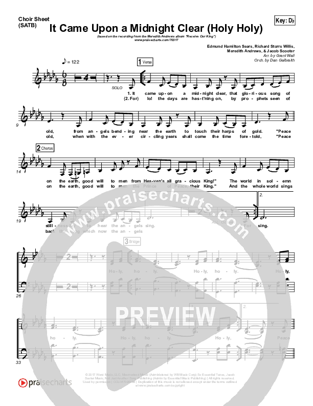 It Came Upon A Midnight Clear (Holy Holy) Choir Vocals (SATB) (Meredith Andrews)