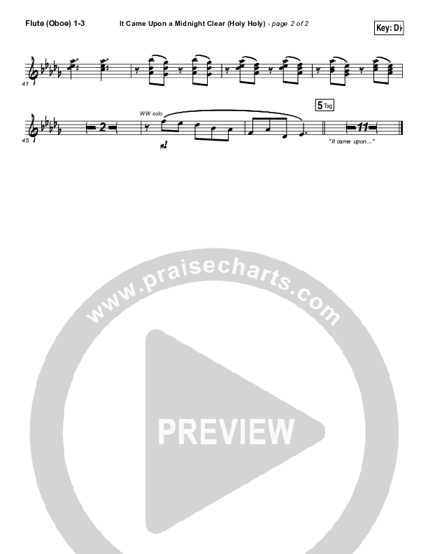 It Came Upon A Midnight Clear (Holy Holy) Flute/Oboe 1/2/3 (Meredith Andrews)