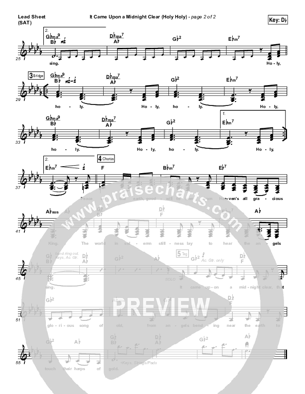 It Came Upon A Midnight Clear (Holy Holy) Lead Sheet (SAT) (Meredith Andrews)