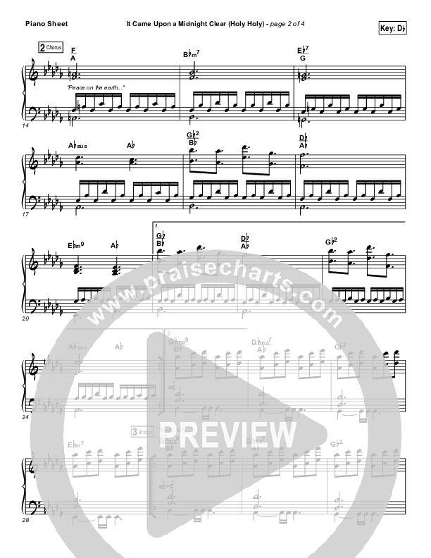 It Came Upon A Midnight Clear (Holy Holy) Piano Sheet (Meredith Andrews)