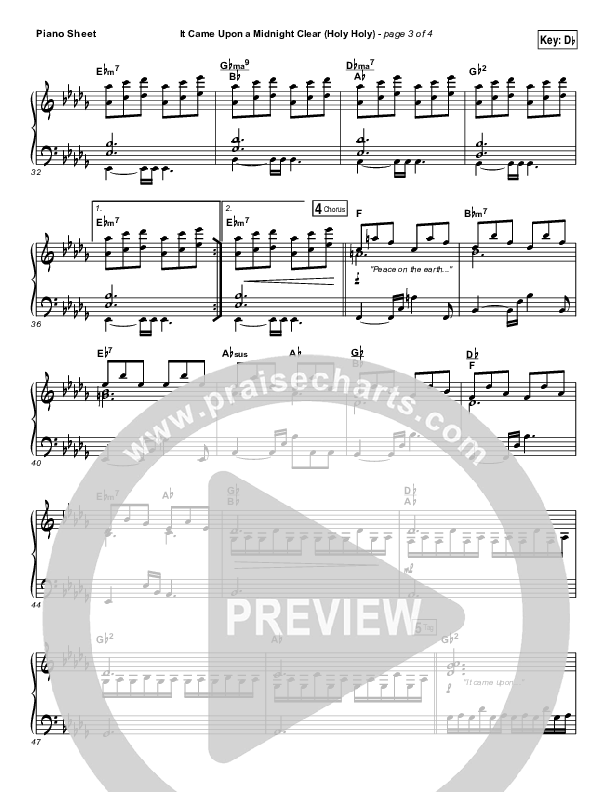 It Came Upon A Midnight Clear (Holy Holy) Piano Sheet (Meredith Andrews)