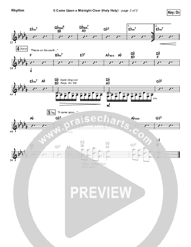 It Came Upon A Midnight Clear (Holy Holy) Rhythm Chart (Meredith Andrews)