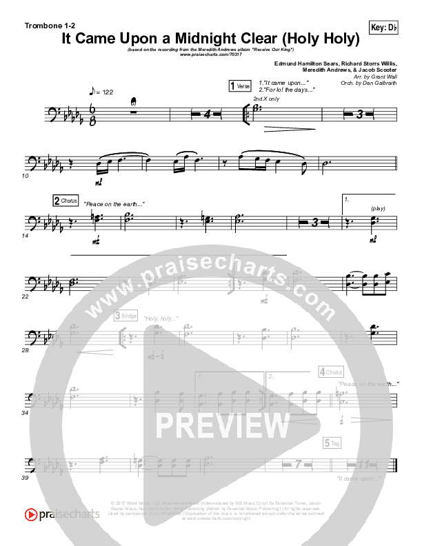 It Came Upon A Midnight Clear (Holy Holy) Trombone 1/2 (Meredith Andrews)