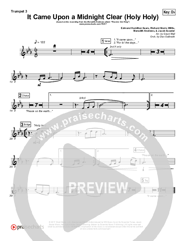 It Came Upon A Midnight Clear (Holy Holy) Trumpet 3 (Meredith Andrews)
