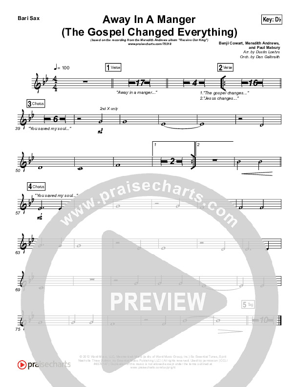 Away In A Manger (The Gospel Changes Everything) Bari Sax (Meredith Andrews / Maverick Sooter)