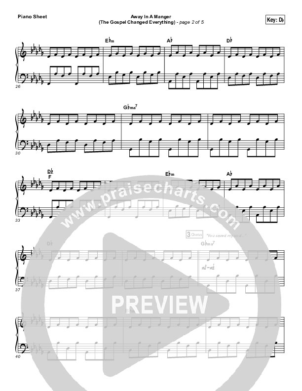 Away In A Manger (The Gospel Changes Everything) Piano Sheet (Meredith Andrews / Maverick Sooter)