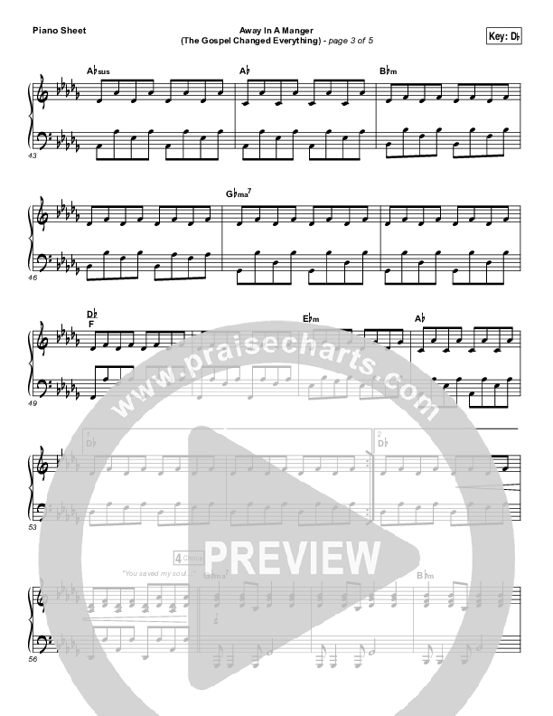 Away In A Manger (The Gospel Changes Everything) Piano Sheet (Meredith Andrews / Maverick Sooter)