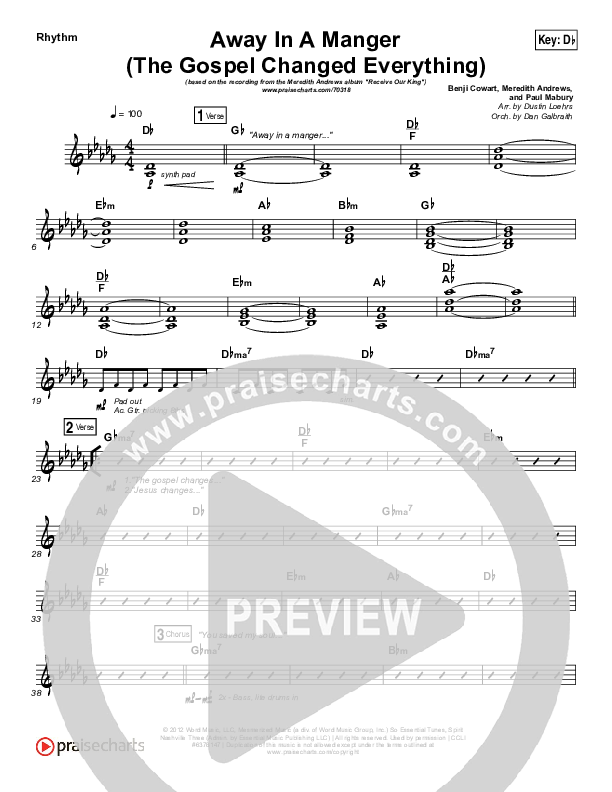 Away In A Manger (The Gospel Changes Everything) Rhythm Chart (Meredith Andrews / Maverick Sooter)