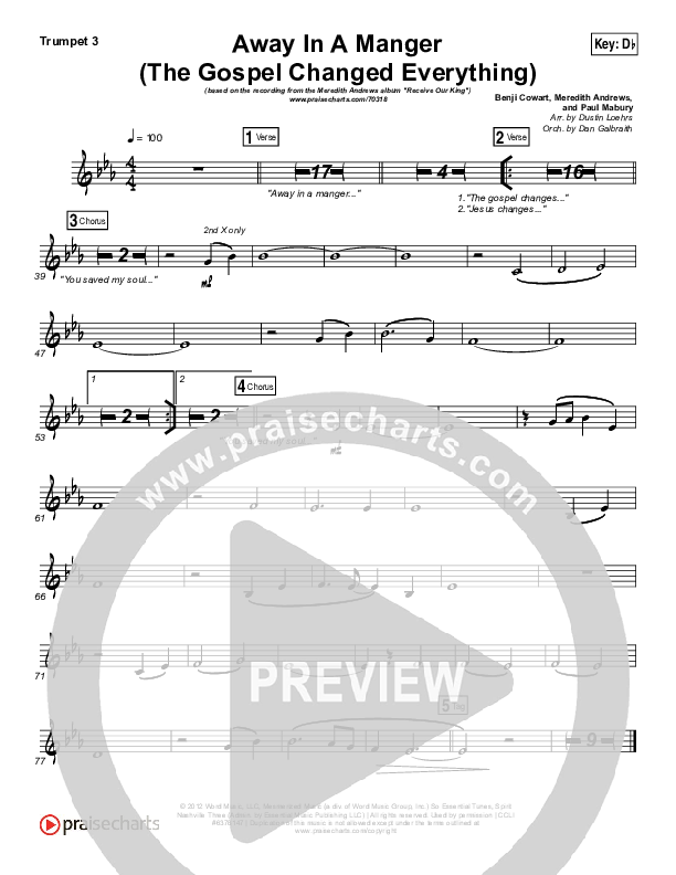 Away In A Manger (The Gospel Changes Everything) Trumpet 3 (Meredith Andrews / Maverick Sooter)