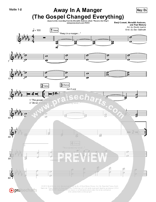 Away In A Manger (The Gospel Changes Everything) Violin 1/2 (Meredith Andrews / Maverick Sooter)