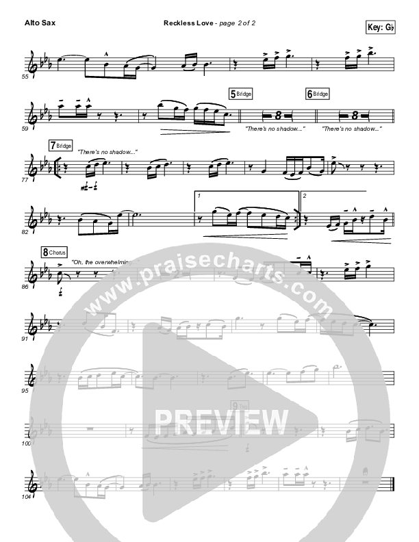 Reckless Love Alto Sax (Bethel Music / Cory Asbury)