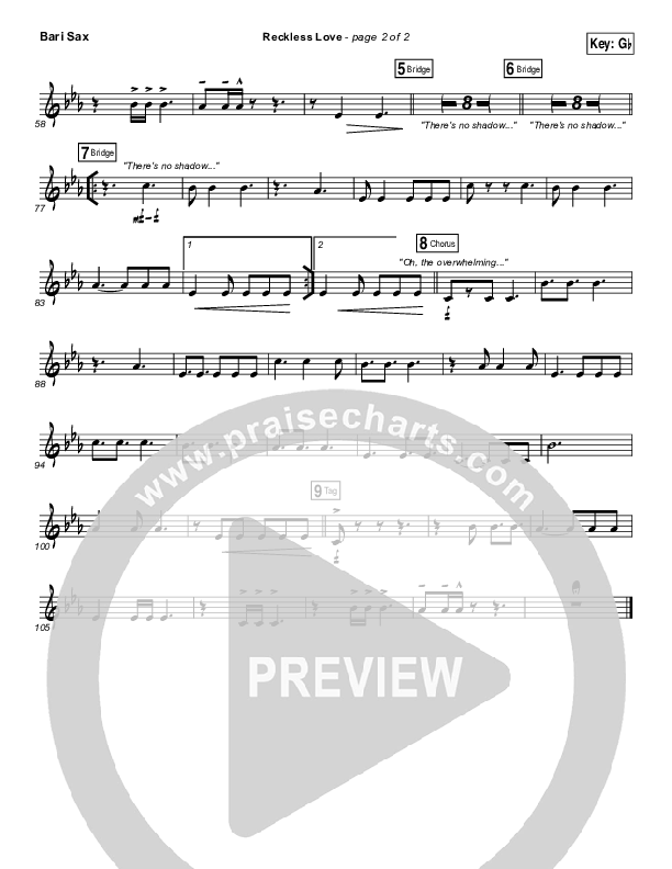 Reckless Love Bari Sax (Bethel Music / Cory Asbury)