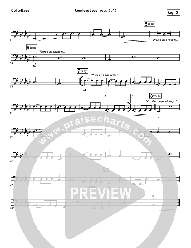 Reckless Love Cello/Bass (Bethel Music / Cory Asbury)