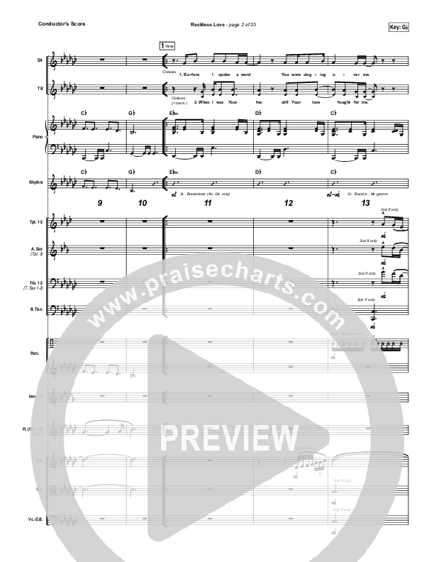 Reckless Love Conductor's Score (Bethel Music / Cory Asbury)