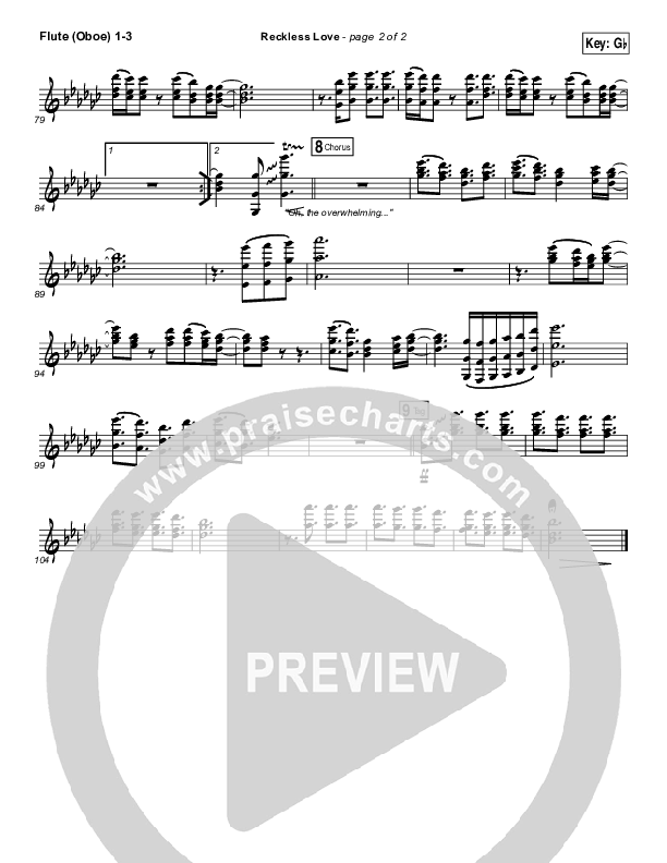 Reckless Love Flute/Oboe 1/2/3 (Bethel Music / Cory Asbury)
