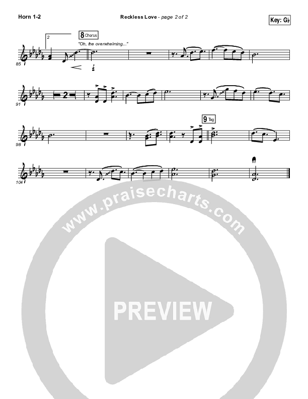 Reckless Love French Horn 1,2 (Bethel Music / Cory Asbury)