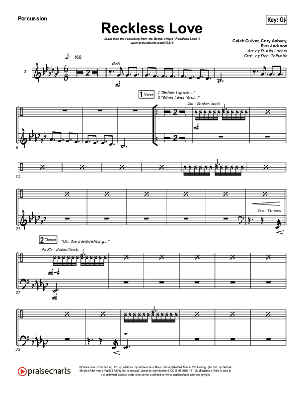 Reckless Love Percussion (Bethel Music / Cory Asbury)