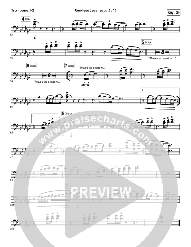 Reckless Love Trombone 1/2 (Bethel Music / Cory Asbury)