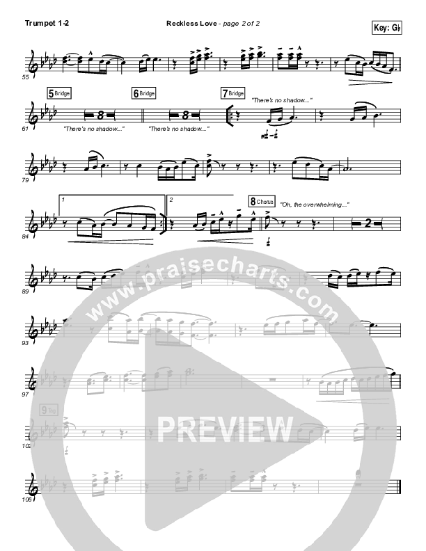Reckless Love Trumpet 1,2 (Bethel Music / Cory Asbury)