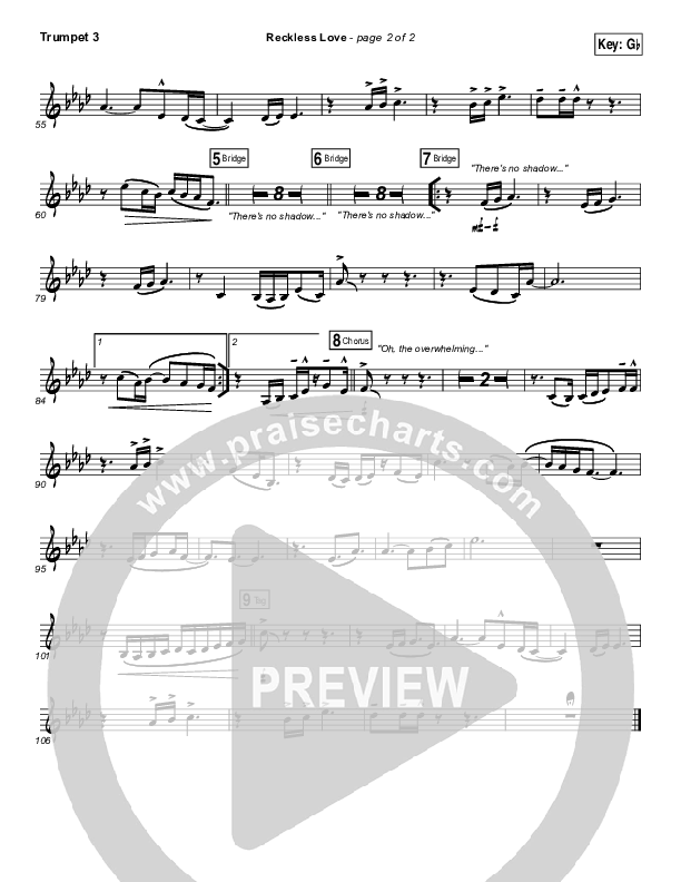 Reckless Love Trumpet 3 (Bethel Music / Cory Asbury)