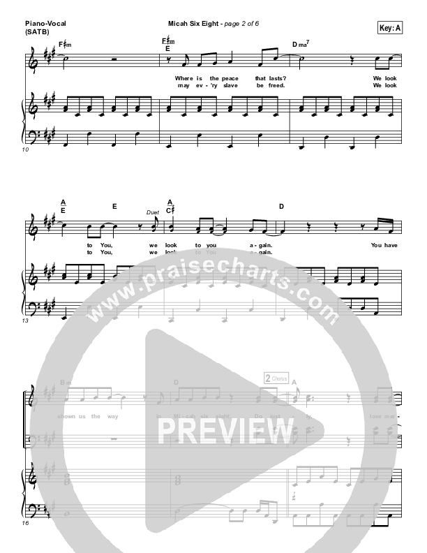 Micah Six Eight Piano/Vocal (SATB) (Brian Doerksen)