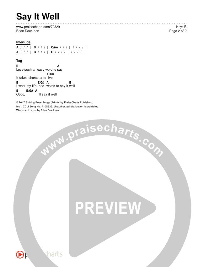 Say It Well Chords & Lyrics (Brian Doerksen)