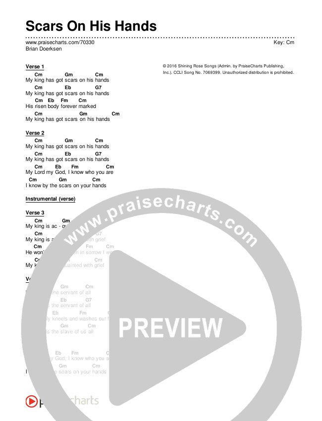 Scars On His Hands Chords PDF (Brian Doerksen) PraiseCharts