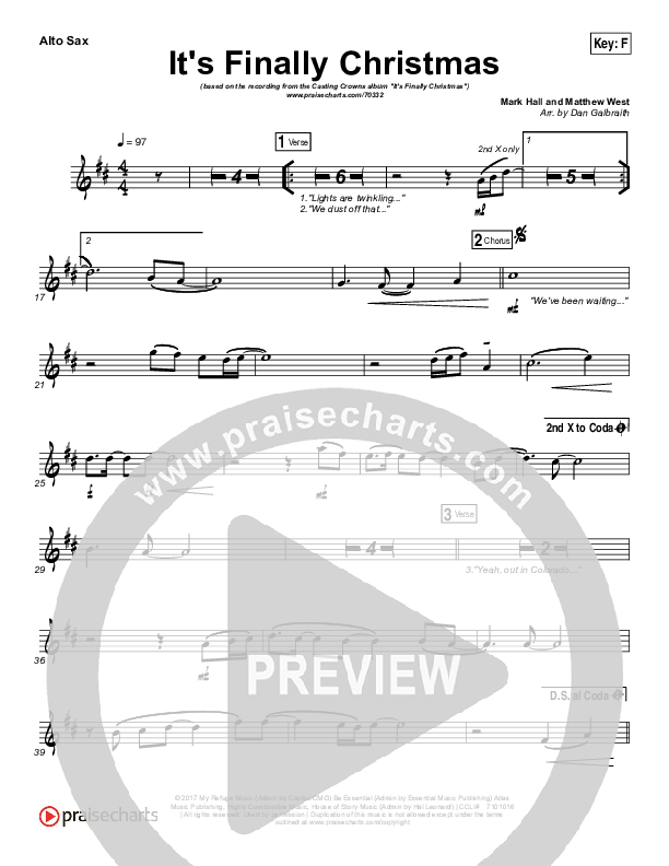 It's Finally Christmas Alto Sax (Casting Crowns)