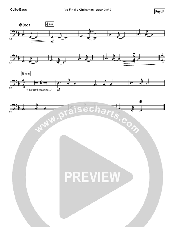 It's Finally Christmas Cello/Bass (Casting Crowns)