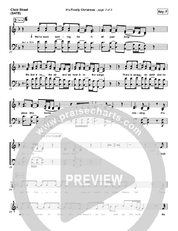 It's Finally Christmas Choir Sheet (SATB) (Print Only) (Casting Crowns)
